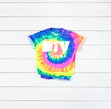 Load image into Gallery viewer, DTV LOGO // TIE DYE TSHIRT (NEON RAINBOW) // UNISEX (YOUTH &amp; ADULT)